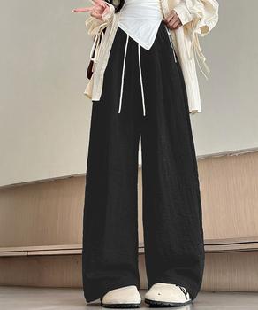 ワイドパンツウエストゴムストレートパンツ 送料無料 即日発送-2