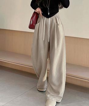 ワイドパンツウエストゴムストレートパンツ 送料無料 即日発送-4