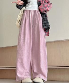 ワイドパンツウエストゴムストレートパンツ 送料無料 即日発送-5