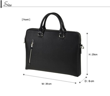 型押し合皮 薄マチブリーフケース ダブルルーム型 送料無料-4