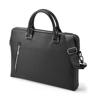 型押し合皮 薄マチブリーフケース ダブルルーム型 送料無料-6