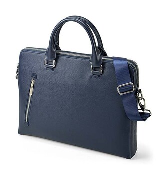 型押し合皮 薄マチブリーフケース ダブルルーム型 送料無料-7