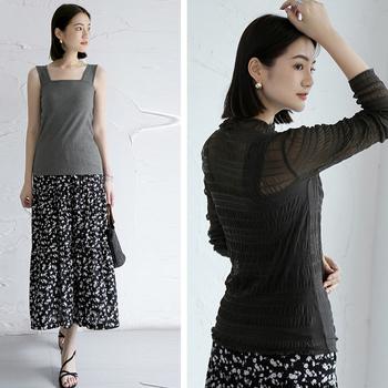 ブラ紐隠しインナー リブタンクトップ無地 送料無料 即日発送-5