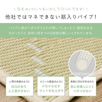 カーペット 洗えるい草風カーペット グリーン／江戸間4.5畳 柄上敷き 裏なし モンド 3カラー 江戸間 送料無料-8