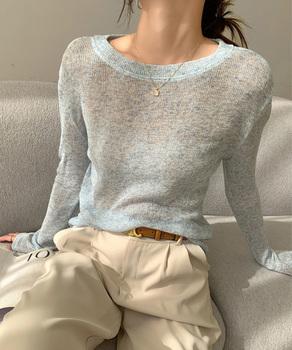 長袖Tシャツ レディース 無地 透け 送料無料 即日発送-6