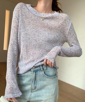 長袖Tシャツ レディース 無地 透け 送料無料 即日発送-8