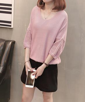 透かし編みニットトップス半袖サマーニット 送料無料 即日発送-6