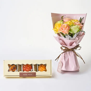 ホシファーム フリルパッション８本＆ホシフルーツ煌めき果実のカップケーキ３個入 メッセージカード付 ラッピング済 送料無料-1