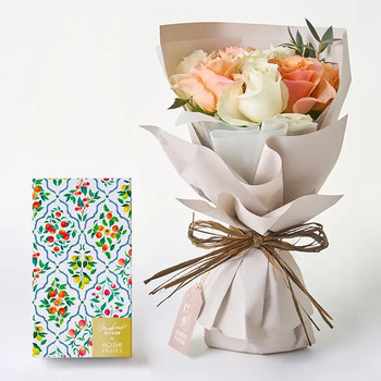 フリルホワイトオレンジ８本＆７種のフルーツのパウンドケーキ ４個入 メッセージカード付 ラッピング済 送料無料-1