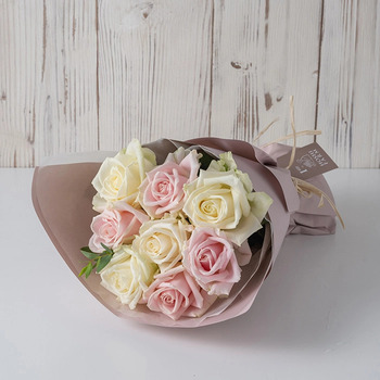 フリルホワイトピンク８本＆７種のフルーツのパウンドケーキ ４個入 メッセージカード付 ラッピング済 送料無料-2