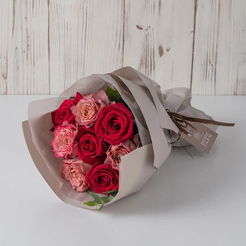 フリルニュアンスレッド８本＆７種のフルーツのパウンドケーキ ４個入 メッセージカード付 ラッピング済 送料無料-2