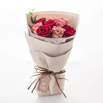 フリルニュアンスレッド８本＆７種のフルーツのパウンドケーキ ４個入 メッセージカード付 ラッピング済 送料無料-3