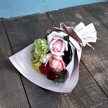 ホシファーム フリルブーケカラフル８本＆ホシフルーツ煌めき果実のカップケーキ３個入 メッセージカード付 ラッピング済 送料無料-6