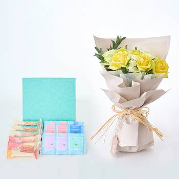 フリル１２本ホワイトイエローグリーン＆ミルフイユとウェッジウッドティーバッグセッ メッセージカード付 ラッピング済 送料無料-1