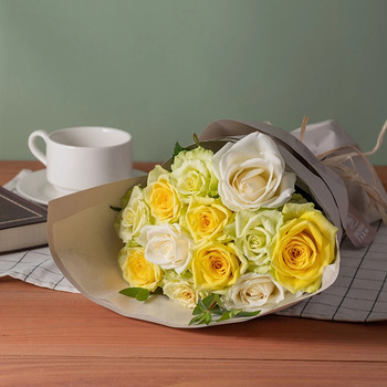 フリル１２本ホワイトイエローグリーン＆ミルフイユとウェッジウッドティーバッグセッ メッセージカード付 ラッピング済 送料無料-6