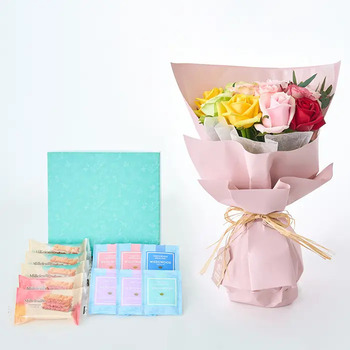 フリル１２本カラフル＆ミルフイユとウェッジウッドティーバッグセット１１個入 メッセージカード付 ラッピング済 送料無料-1