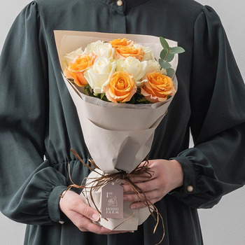 フリル１２本ホワイトオレンジ＆４種の焼き菓子とＲＣＤＣ コーヒーセット７個入 メッセージカード付 ラッピング済 送料無料-6