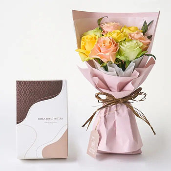 フリル８本パッション＆リーガロイヤルアーモンドショコラ４個入 メッセージカード付 ラッピング済 送料無料-1