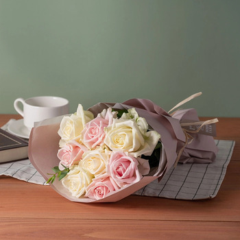 フリルブーケ８本ホワイトピンク＆ニナスシークレットガーデンティータイム６個入 メッセージカード付 ラッピング済 送料無料-1