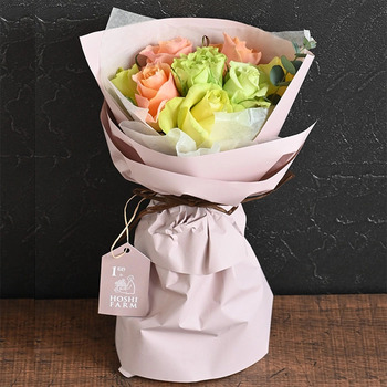 フリルブーケ８本パッション＆ニナスシークレットガーデンティータイム６個入 メッセージカード付 ラッピング済 送料無料-1