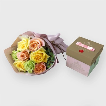 フリルブーケ８本パッション＆ニナスシークレットガーデンティータイム６個入 メッセージカード付 ラッピング済 送料無料-3