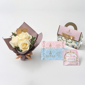 ミニアレンジメントピュア＆ニナスオリジナルシークレットガーデンティータイム３個入 メッセージカード付 ラッピング済 送料無料-3