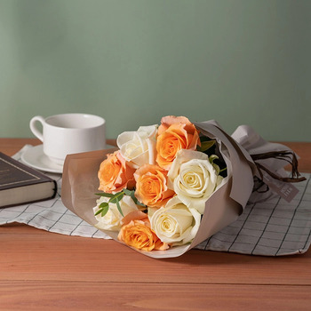 ホシファーム フリルブーケ ホワイトオレンジ ８本＆フィナンシェ ティー７個入 メッセージカード付 ラッピング済 送料無料-3