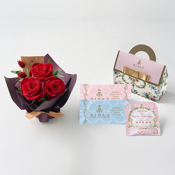 ミニアレンジメントルージュ＆ニナスオリジナルシークレットガーデンティータイム３個入 メッセージカード付 ラッピング済 送料無料-3