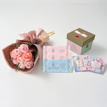 フリルブーケ８本スイート＆ニナスシークレットガーデンティータイム６個入 メッセージカード付 ラッピング済 送料無料-4