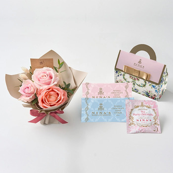 ミニアレンジメントスイート＆ニナスオリジナルシークレットガーデンティータイム３個入 メッセージカード付 ラッピング済 送料無料-6