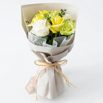 フリル ホワイトイエローグリーン８本＆ホテルオークラスイーツアソート５個入 メッセージカード付 ラッピング済 送料無料-4