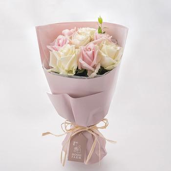 ホシファームフリルブーケホワイトピンク８本＆ホテルオークラスイーツアソート５個入 メッセージカード付 ラッピング済 送料無料-5