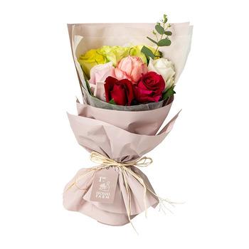 ホシファームフリルブーケカラフル８本＆ホテルオークラスイーツアソート５個入 メッセージカード付 ラッピング済 送料無料-5