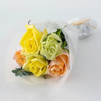 ホシファーム プチギフトシリーズ 摘みたて薔薇のブーケ パッション５本 メッセージカード付 ラッピング済 送料無料-2