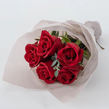 ホシファーム プチギフトシリーズ 摘みたて薔薇のブーケ ルージュ５本 メッセージカード付 ラッピング済 送料無料-2