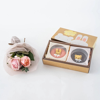 ホシファーム 薔薇のミニブーケ スイート２本＆アニマルドーナツ２個入 メッセージカード付 ラッピング済 送料無料-5