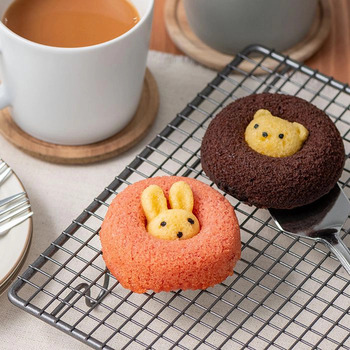 ホシファーム 薔薇のミニブーケ ルージュ２本＆アニマルドーナツ２個入 メッセージカード付 ラッピング済 送料無料-3