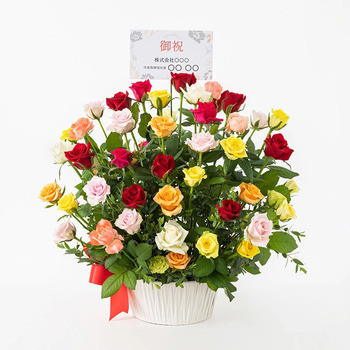ホシファーム 薔薇の御祝アレンジメント カラフル 送料無料-2