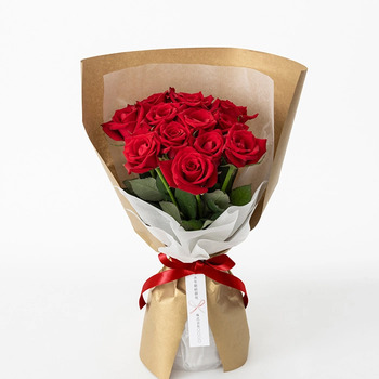ホシファーム 届いた姿でそのまま飾れるスタンディング薔薇ブーケ ルージュ１２本 送料無料-2