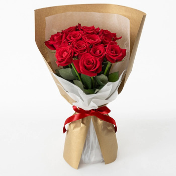 ホシファーム 届いた姿でそのまま飾れるスタンディング薔薇ブーケ ルージュ１２本 送料無料-3