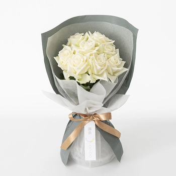 ホシファーム 届いた姿でそのまま飾れるスタンディング薔薇ブーケ ピュア８本 送料無料-2