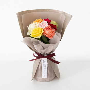 ホシファーム 届いた姿でそのまま飾れるスタンディング薔薇ブーケ カラフル８本 送料無料-2