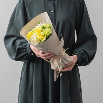 ホシファームフリル ホワイトイエローグリーン８本＆銀座千疋屋チョコパウンドケーキ メッセージカード付 ラッピング済 送料無料-4