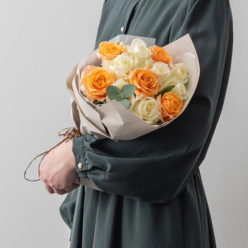 ホシファーム フリルブーケ ホワイトオレンジ １２本 メッセージカード付 ラッピング済 送料無料-2