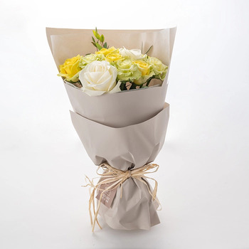ホシファーム フリルブーケ ホワイトイエロー グリーン１２本 メッセージカード付 ラッピング済 送料無料-4