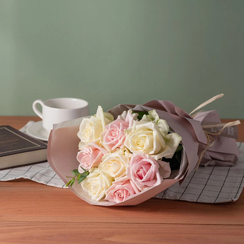 ホシファーム フリルブーケ ホワイトピンク ８本 メッセージカード付 ラッピング済 送料無料-1