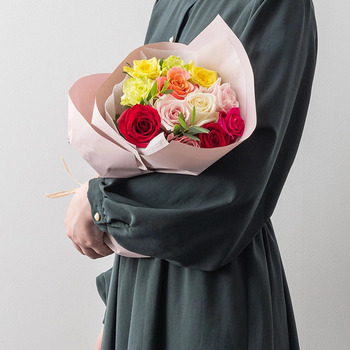 ホシファーム フリルブーケ カラフル １２本 メッセージカード付 ラッピング済 送料無料-3