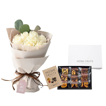 ホシファーム フリルブーケピュア８本 ＆ ホシフルーツ 贅沢ブラウニー９個入 メッセージカード付 ラッピング済 送料無料-1