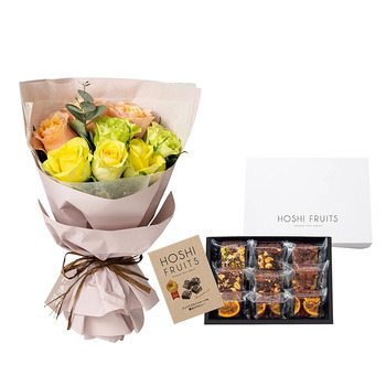 ホシファーム フリルブーケパッション８本 ＆ ホシフルーツ 贅沢ブラウニー９個入 メッセージカード付 ラッピング済 送料無料-2