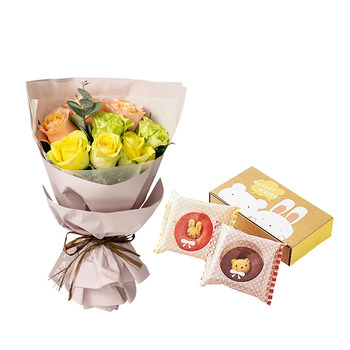 ホシファーム フリルブーケパッション８本 ＆ アニマルドーナツ２個入 メッセージカード付 ラッピング済 送料無料-2